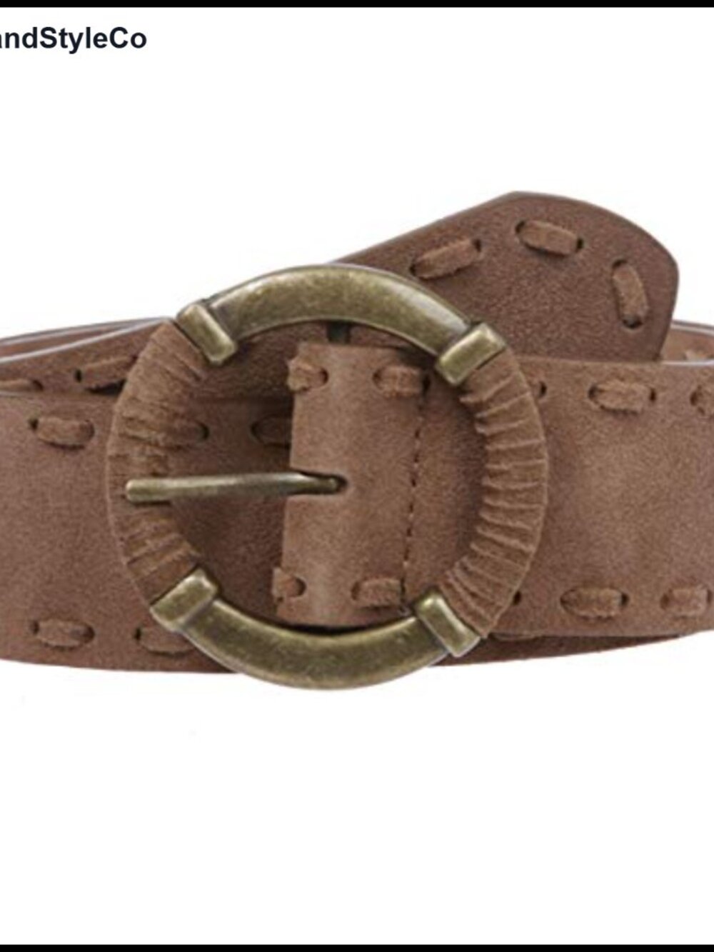 Lace Edged Braided Cow Suede Leather Round Belt 1 7/8" High Waist